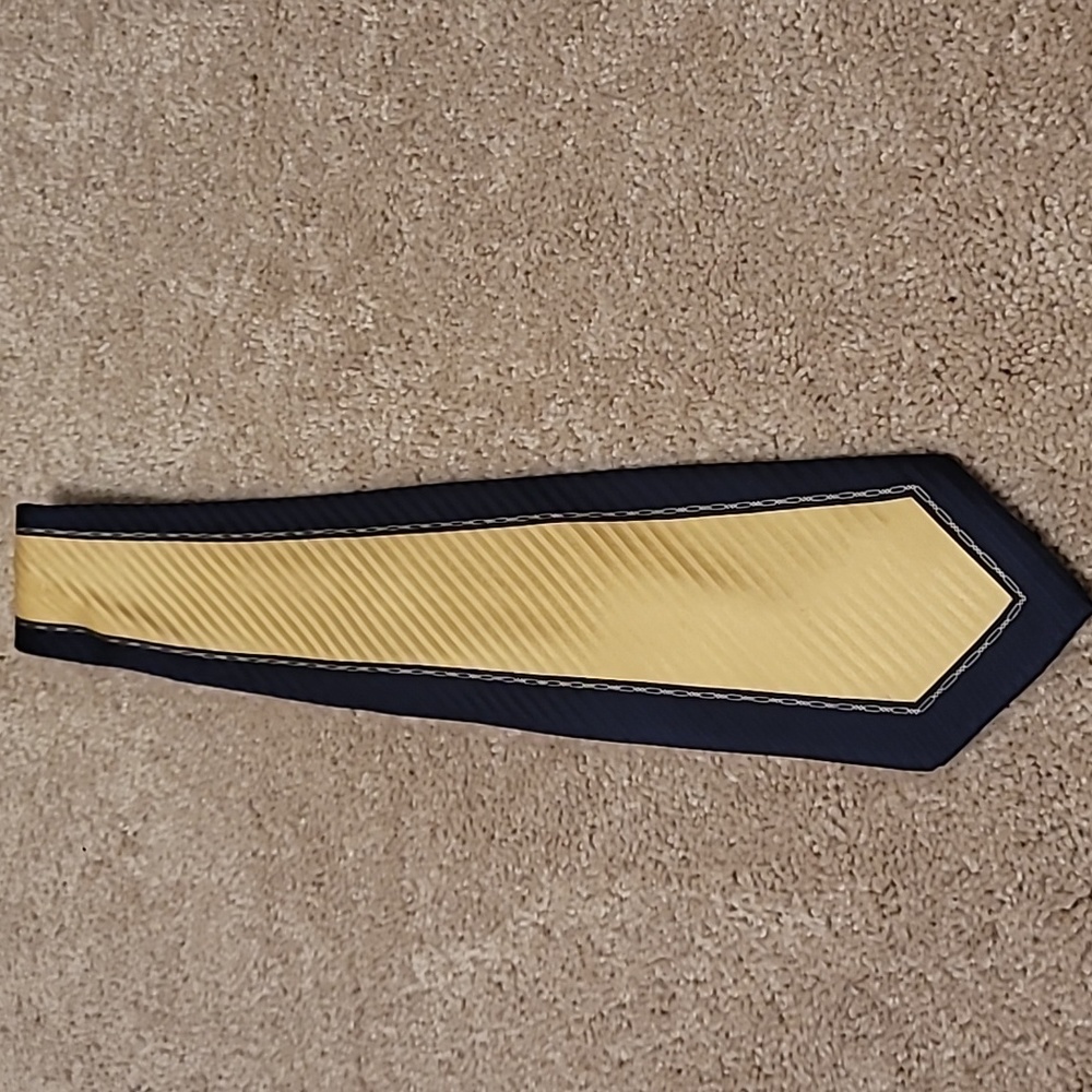 Gold and blue tie 100% silk